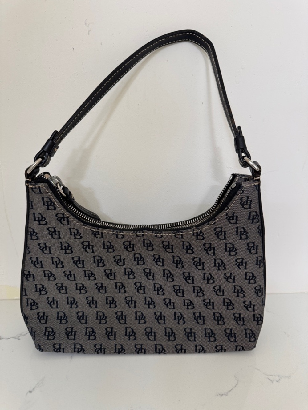 Dooney & Bourke Designer Monogram mini Shoulder Bag in Gray and Black